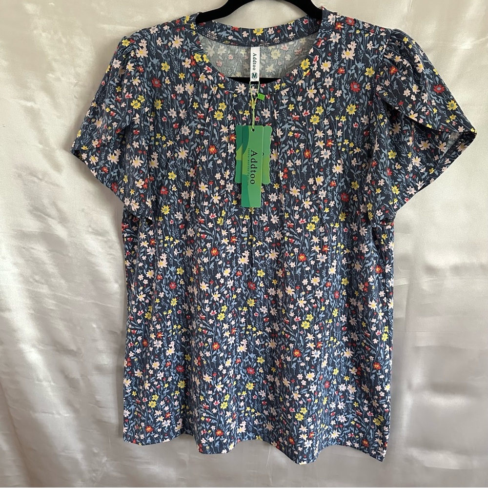 Addtoo  Womens Tops Summer Casual Short Sleeve Size M Floral